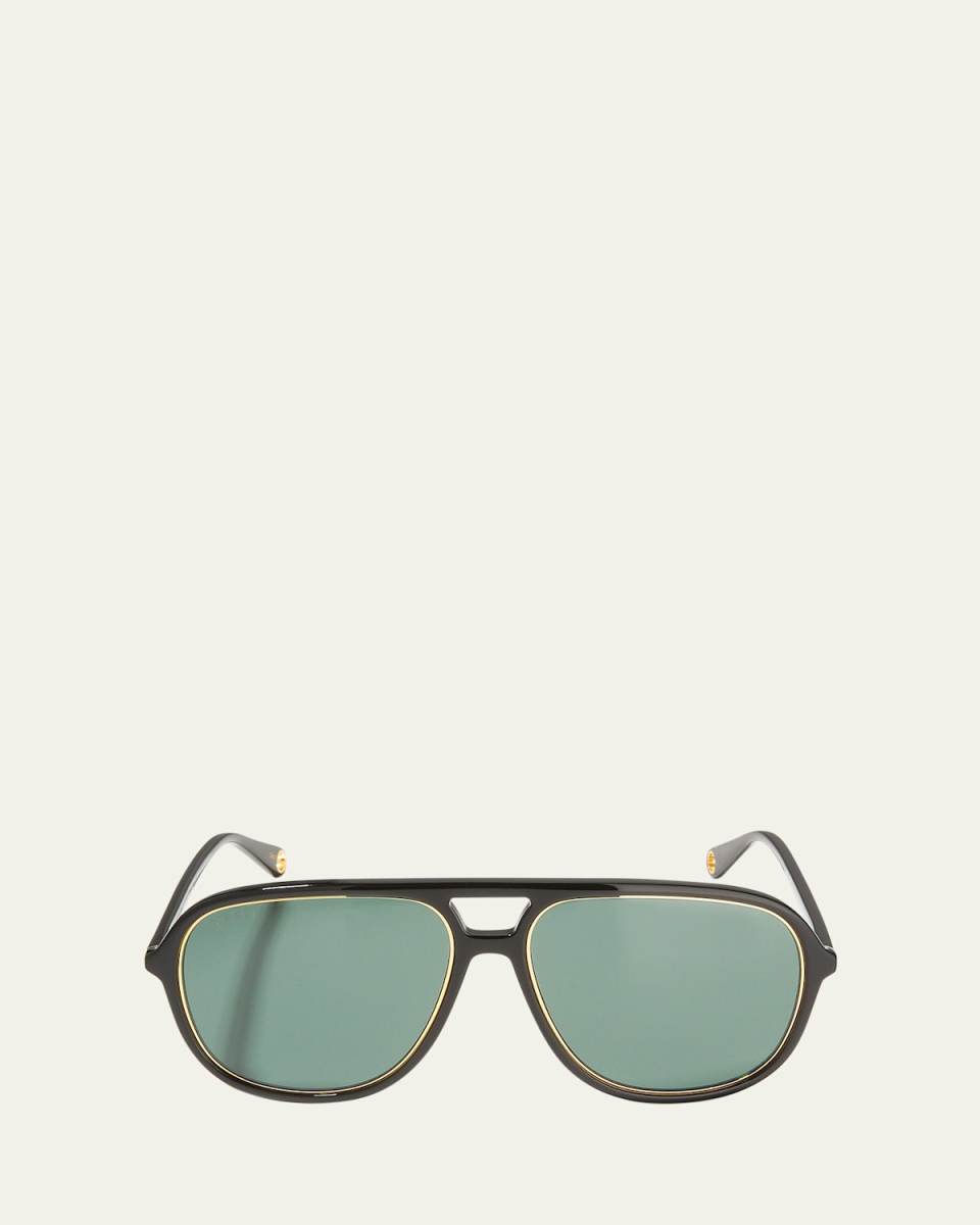 Acetate & Metal Aviator Sunglasses